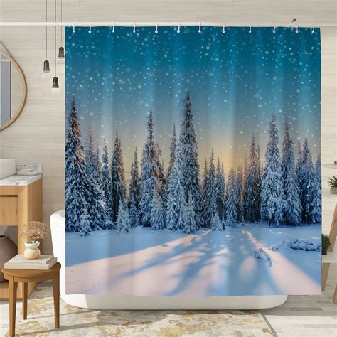 fabric winter shower curtain|inexpensive winter wonderland shower curtain.